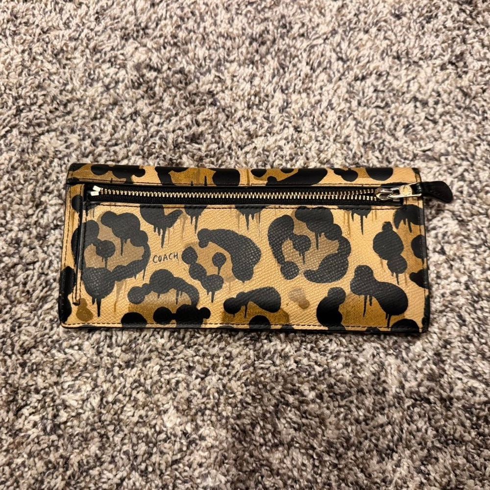 Coach Tan and Black Animal Print Satchel with Wallet - Picture 8 of 9